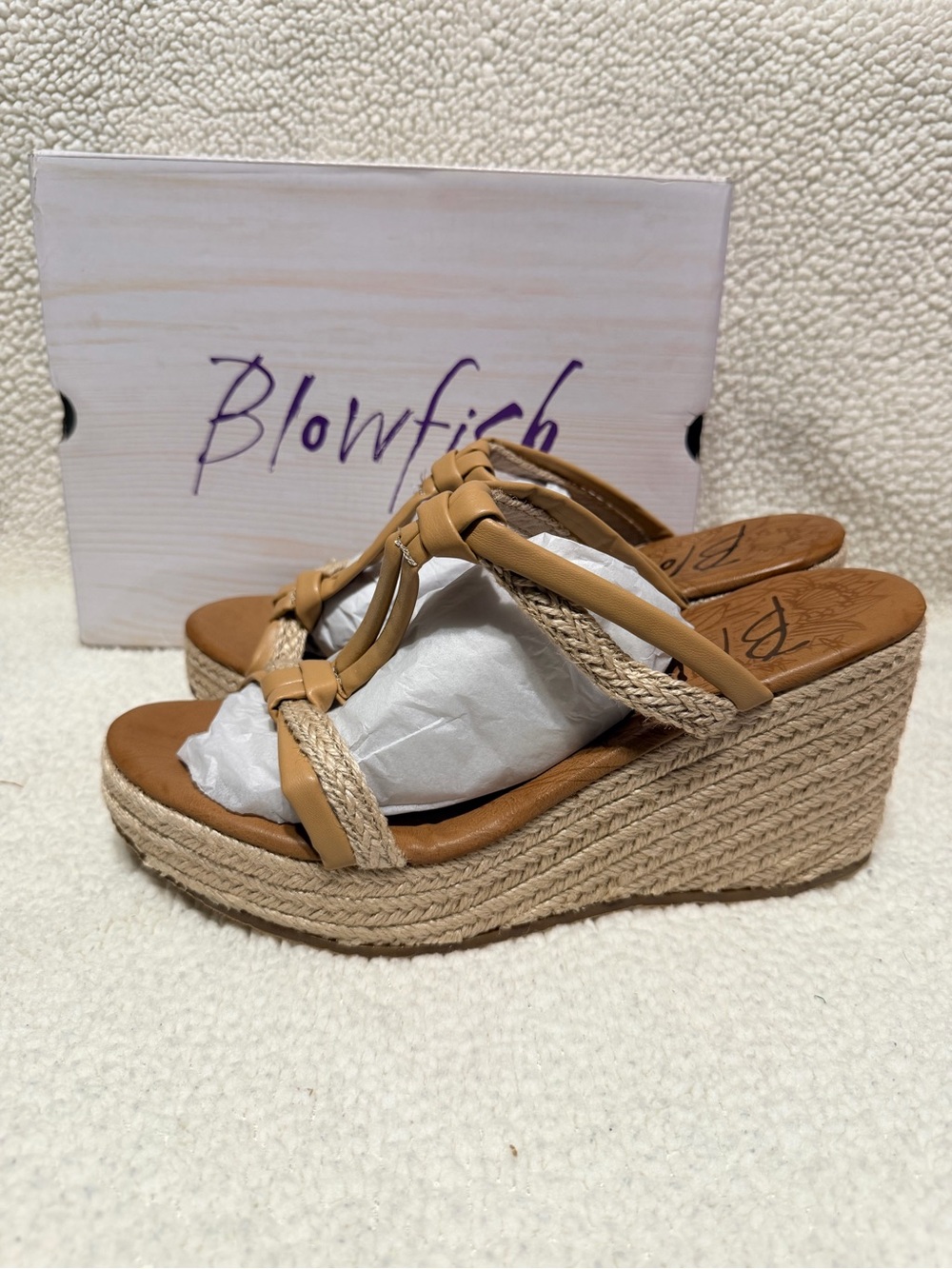 Blowfish Tan Braided Espadrille Wedge Sandals